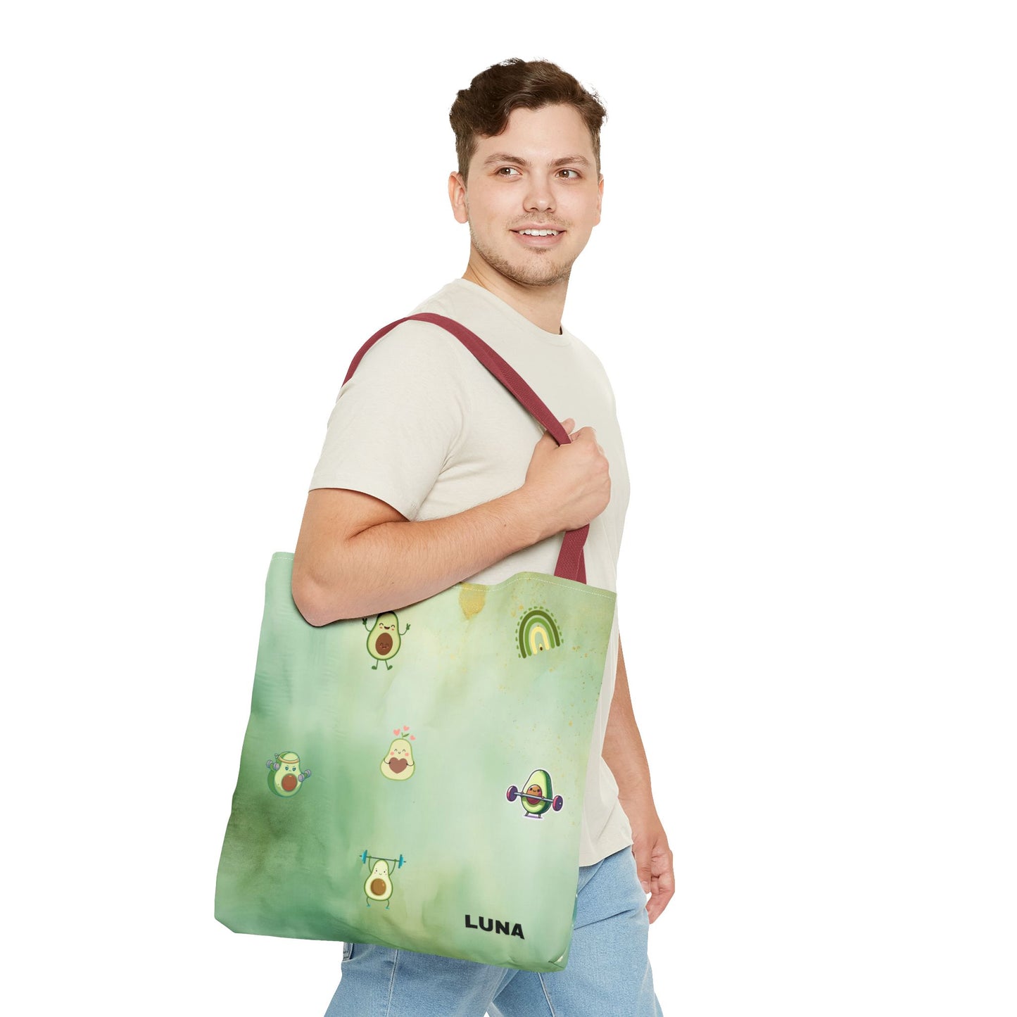 Personalized Cute Gym Avocado Fun Two Tone Tote Bag