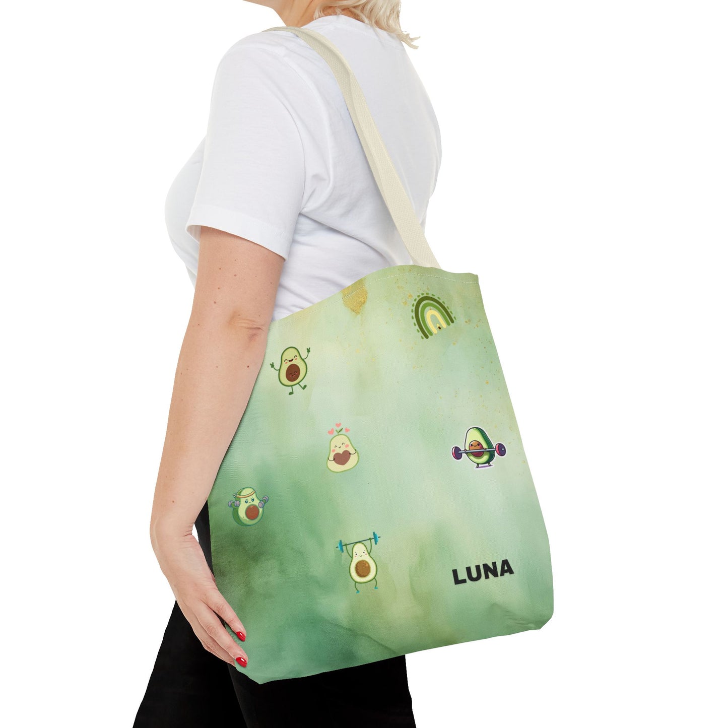 Personalized Cute Gym Avocado Fun Two Tone Tote Bag