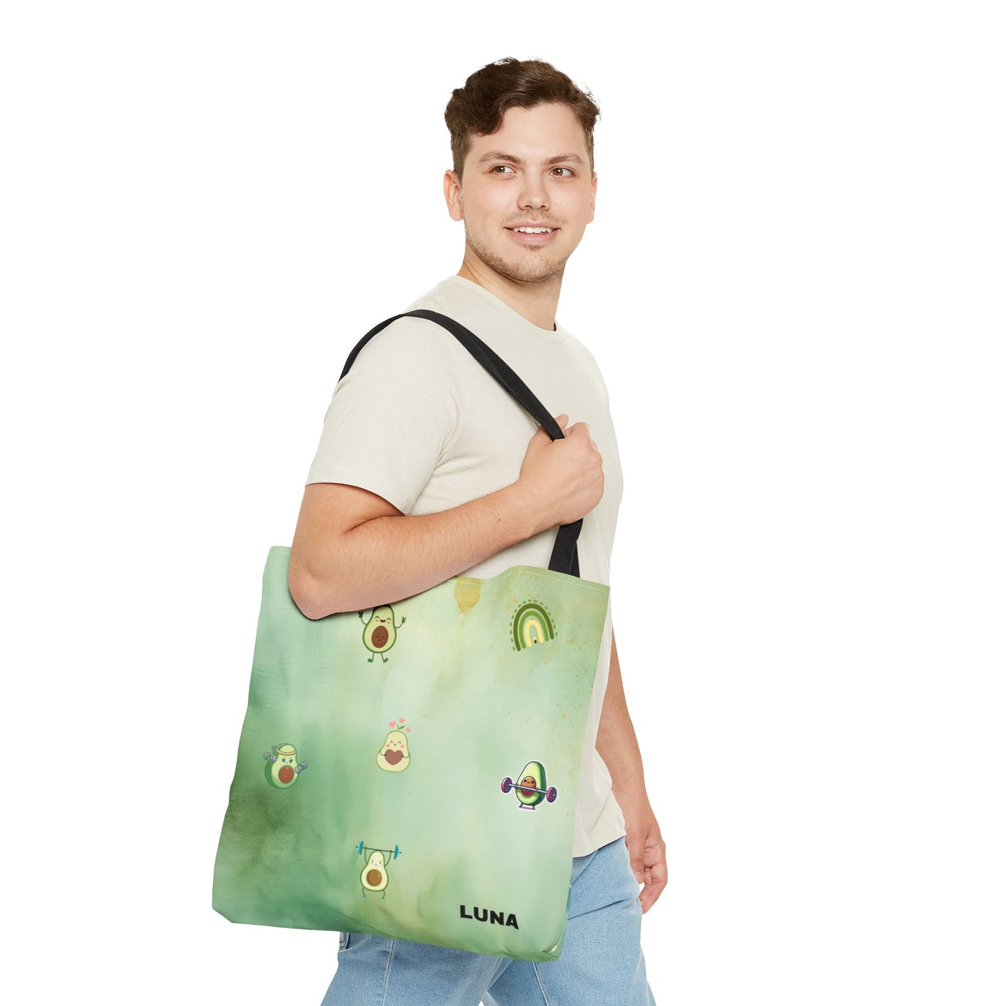 Personalized Cute Gym Avocado Fun Two Tone Tote Bag