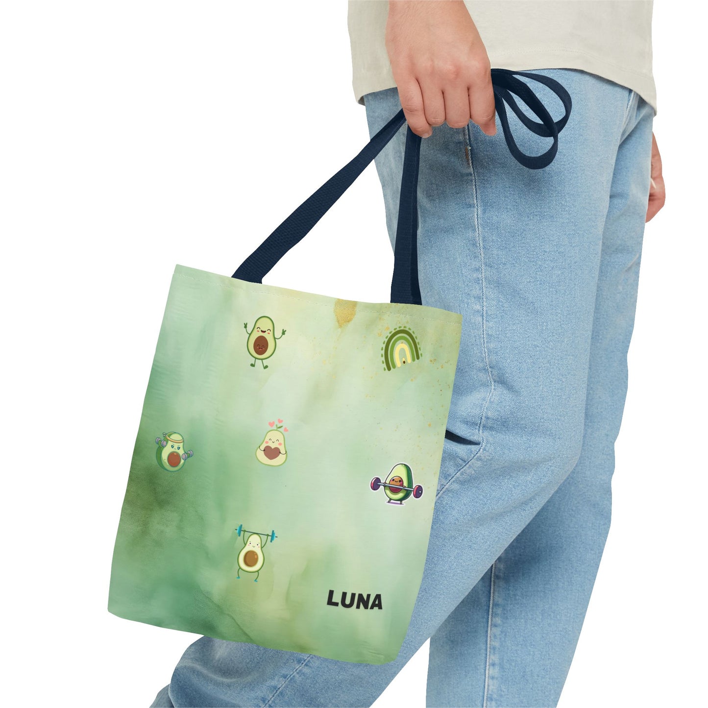 Personalized Cute Gym Avocado Fun Two Tone Tote Bag