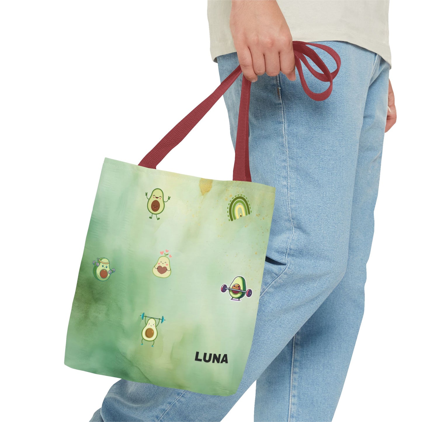 Personalized Cute Gym Avocado Fun Two Tone Tote Bag