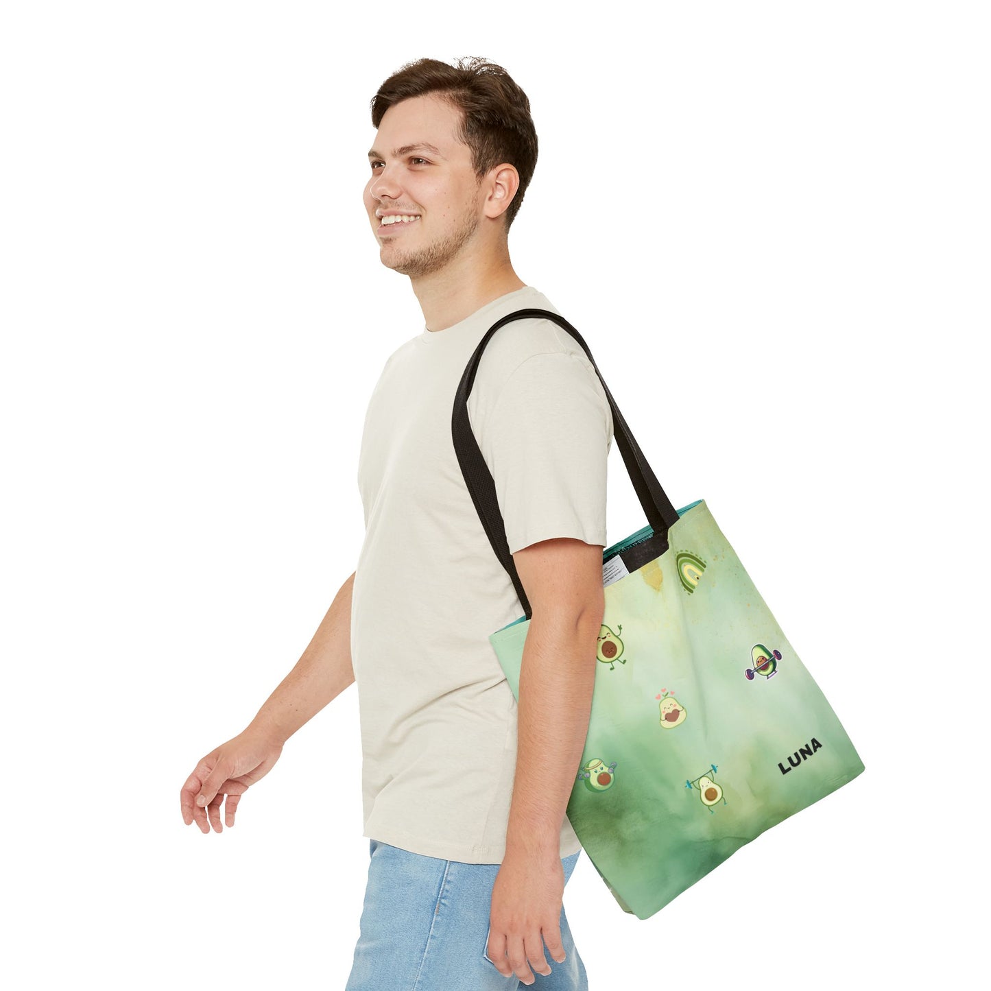 Personalized Cute Gym Avocado Fun Two Tone Tote Bag