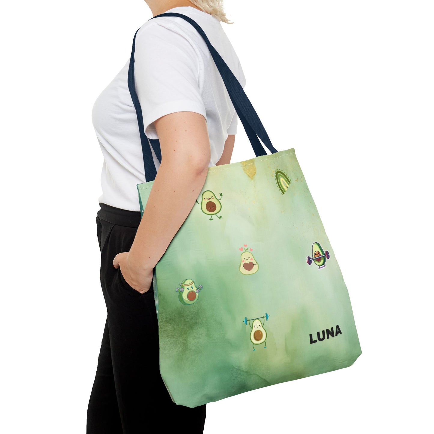 Personalized Cute Gym Avocado Fun Two Tone Tote Bag