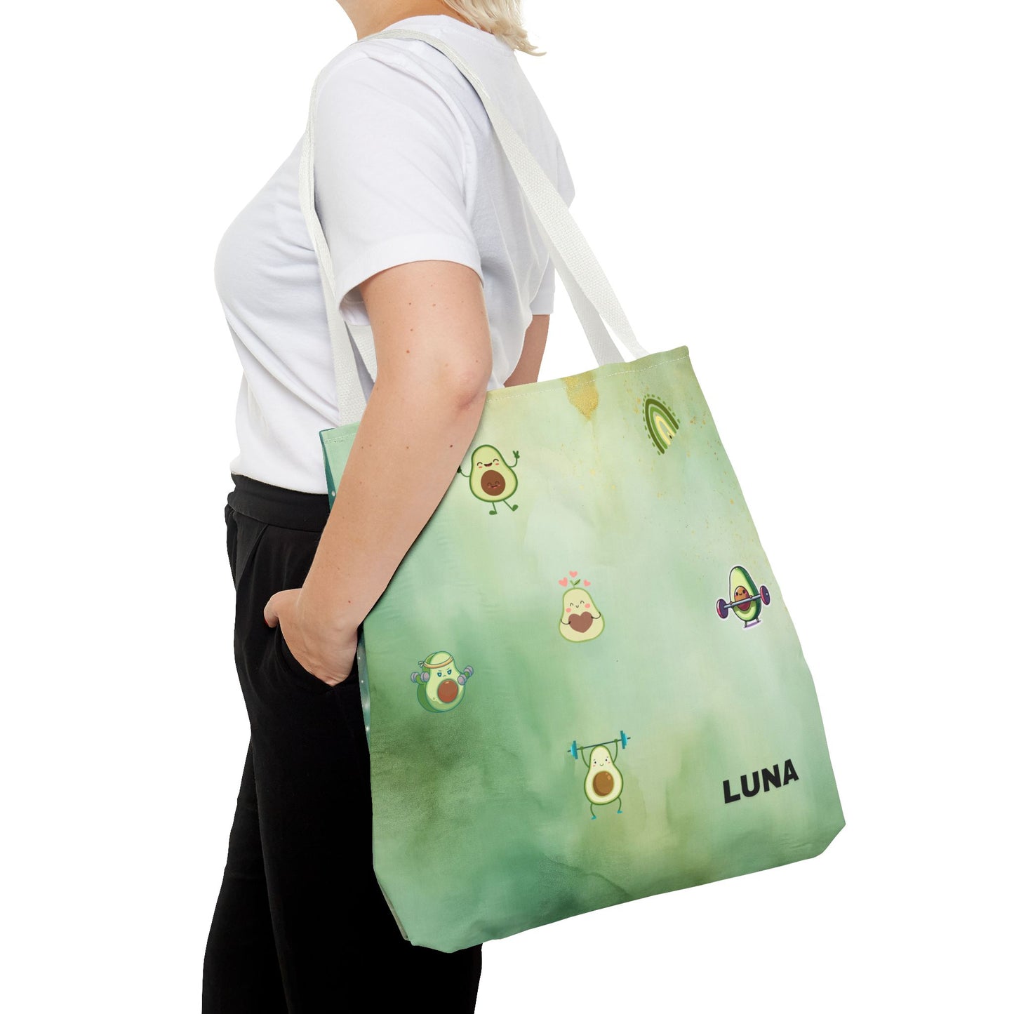 Personalized Cute Gym Avocado Fun Two Tone Tote Bag