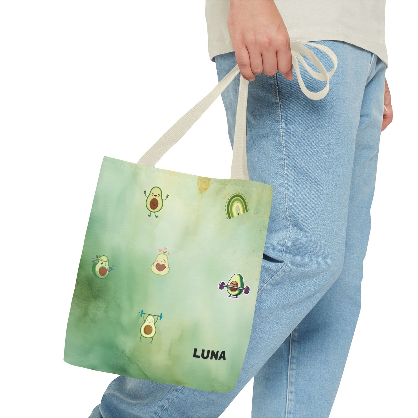 Personalized Cute Gym Avocado Fun Two Tone Tote Bag