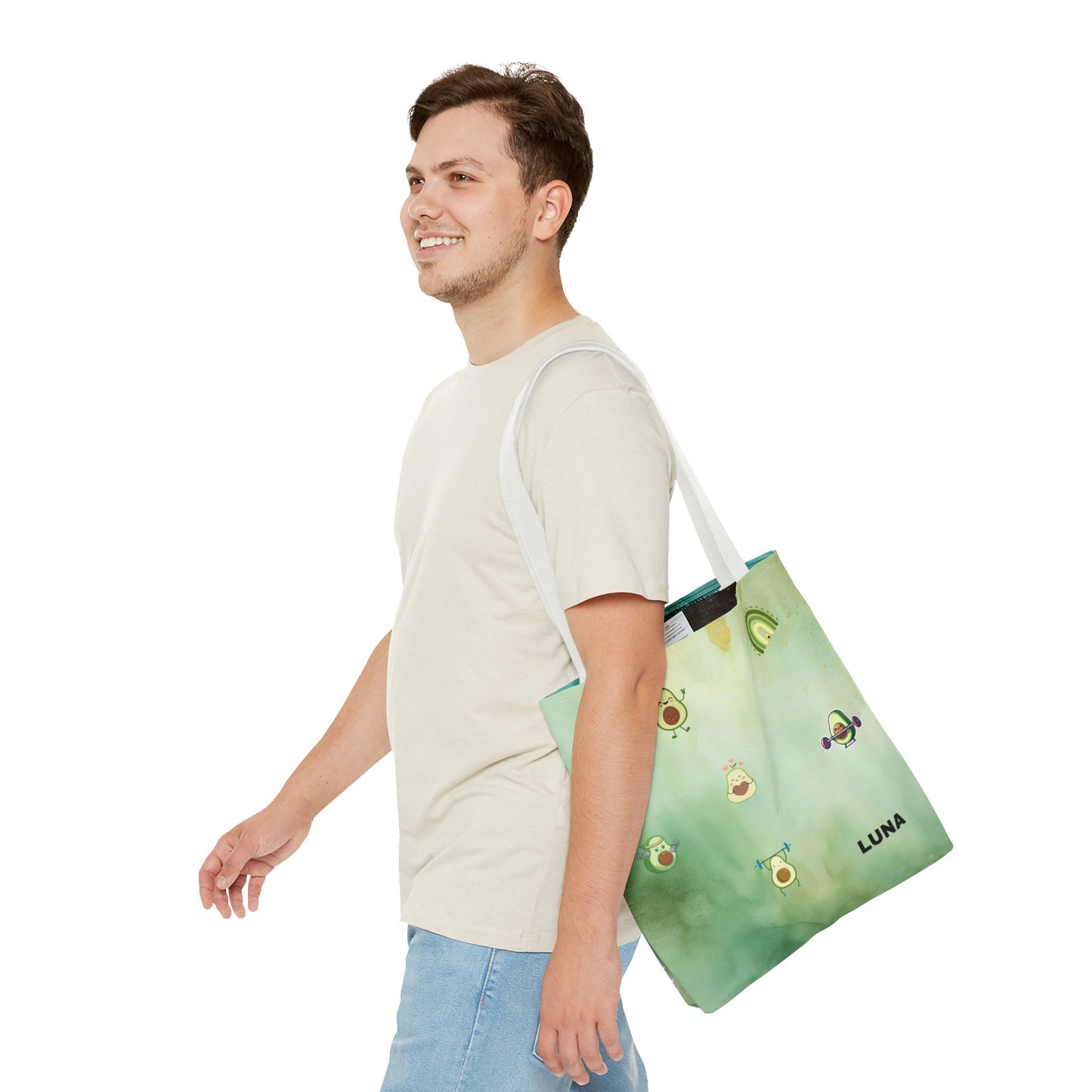 Personalized Cute Gym Avocado Fun Two Tone Tote Bag