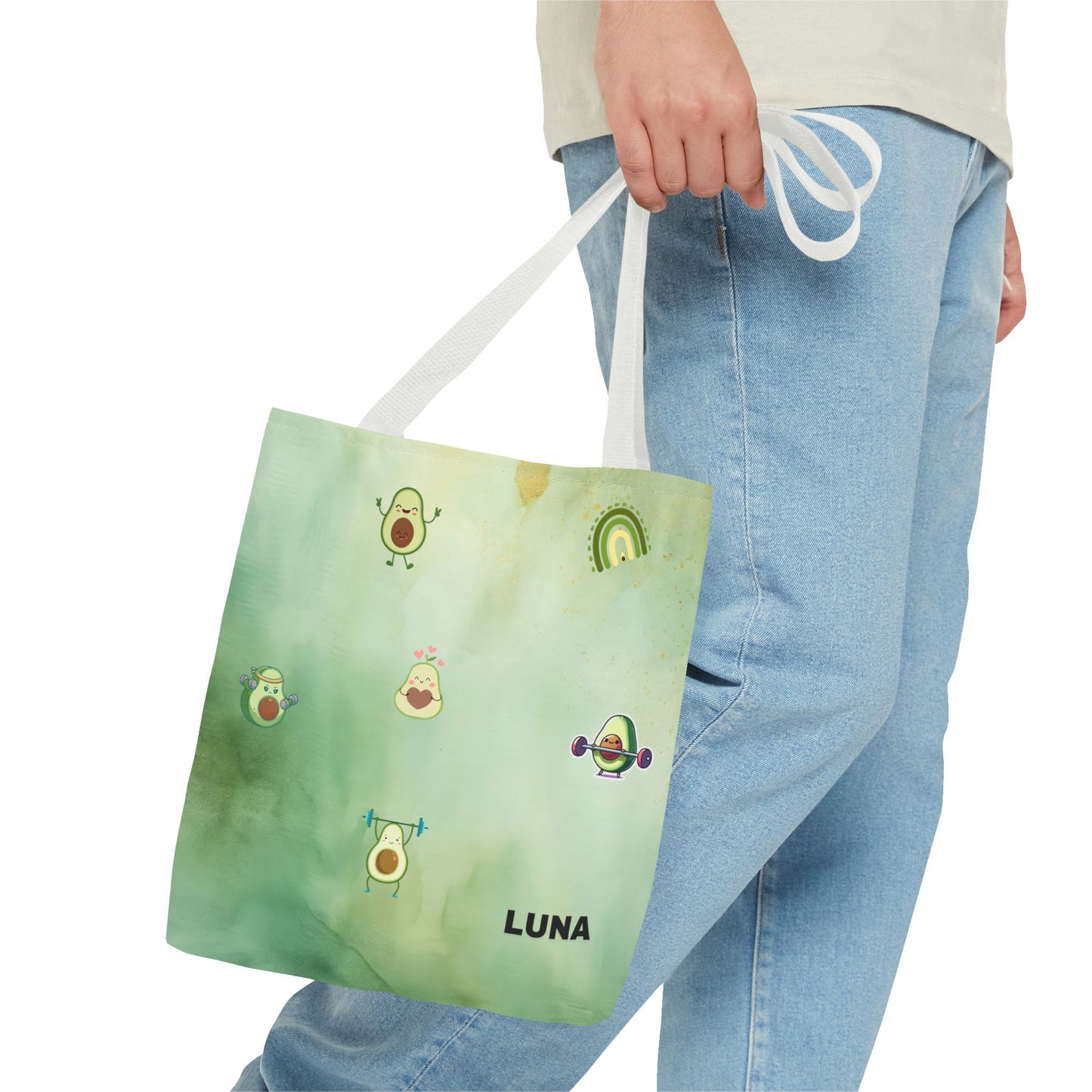 Personalized Cute Gym Avocado Fun Two Tone Tote Bag