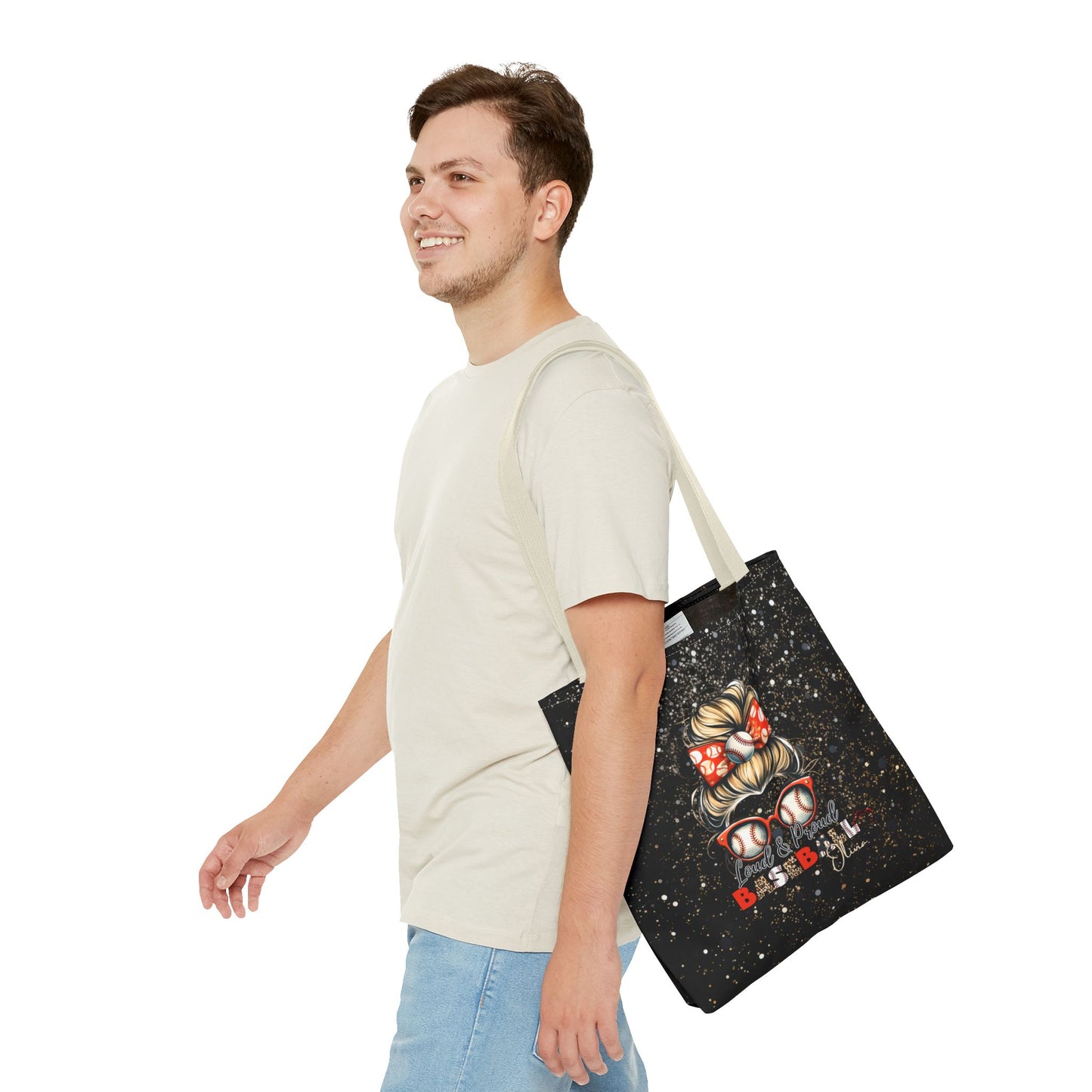 Personalized Name Baseball Mom Tote Bag