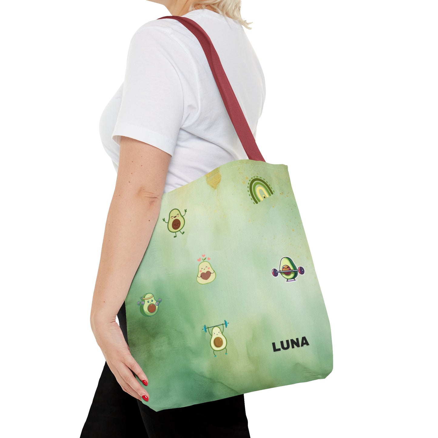 Personalized Cute Gym Avocado Fun Two Tone Tote Bag