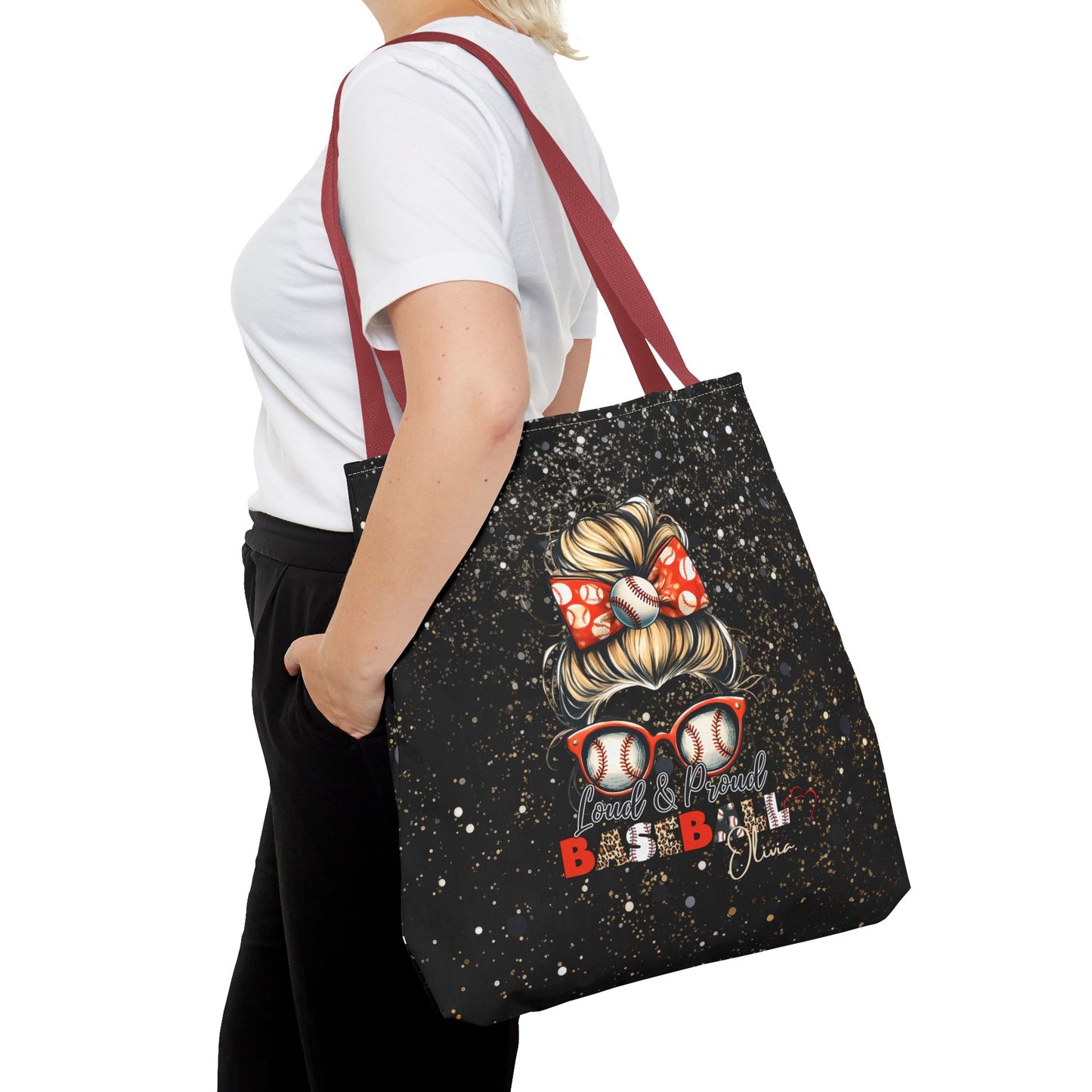 Personalized Name Baseball Mom Tote Bag