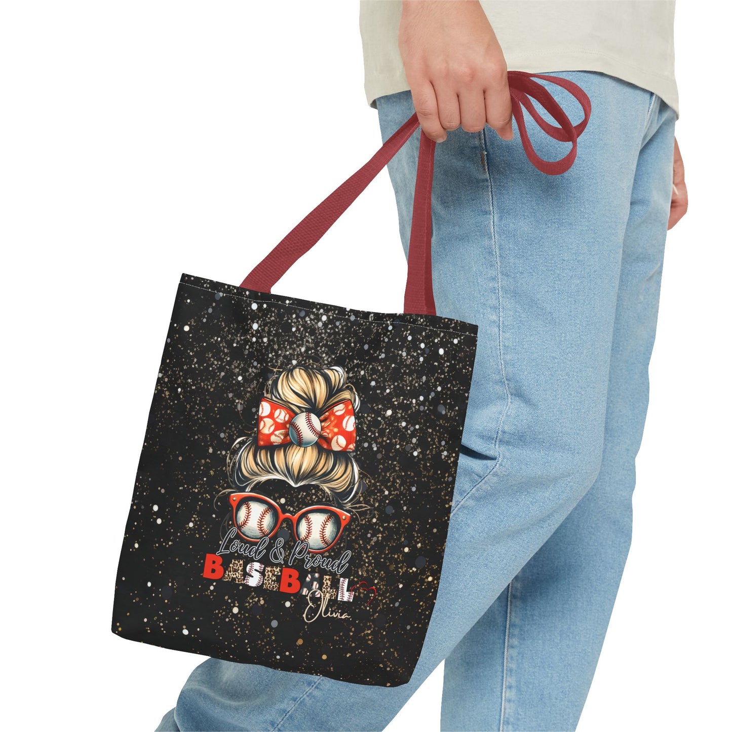 Personalized Name Baseball Mom Tote Bag