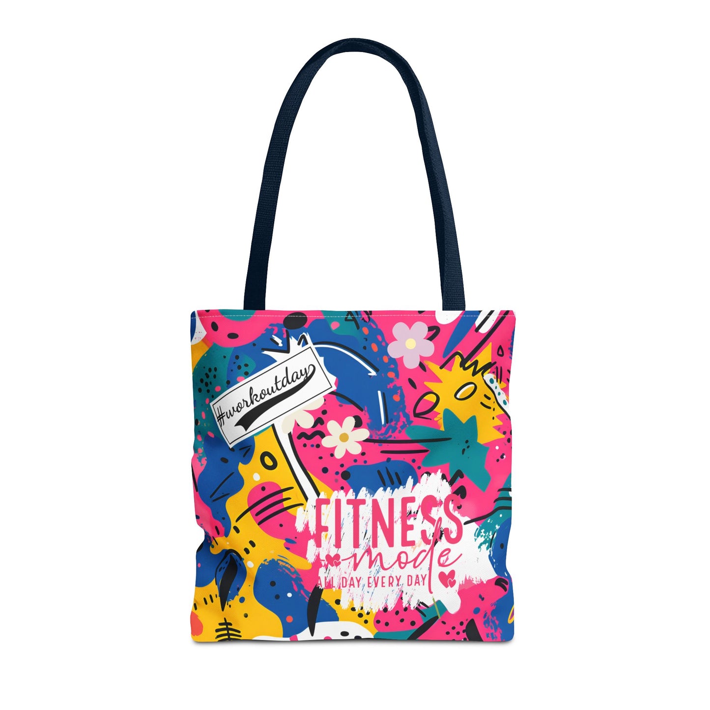 Fun Workout Day Fitness Mode All Day Everyday Tote Bag comic background