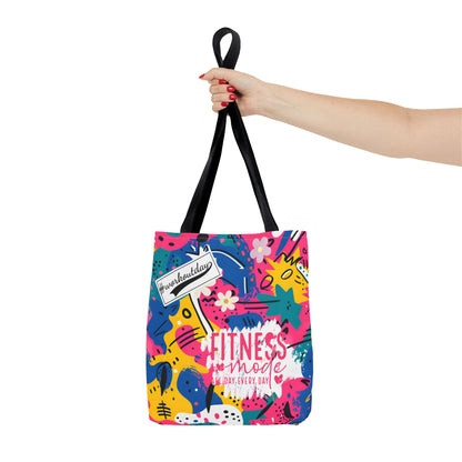 Fun Workout Day Fitness Mode All Day Everyday Tote Bag comic background