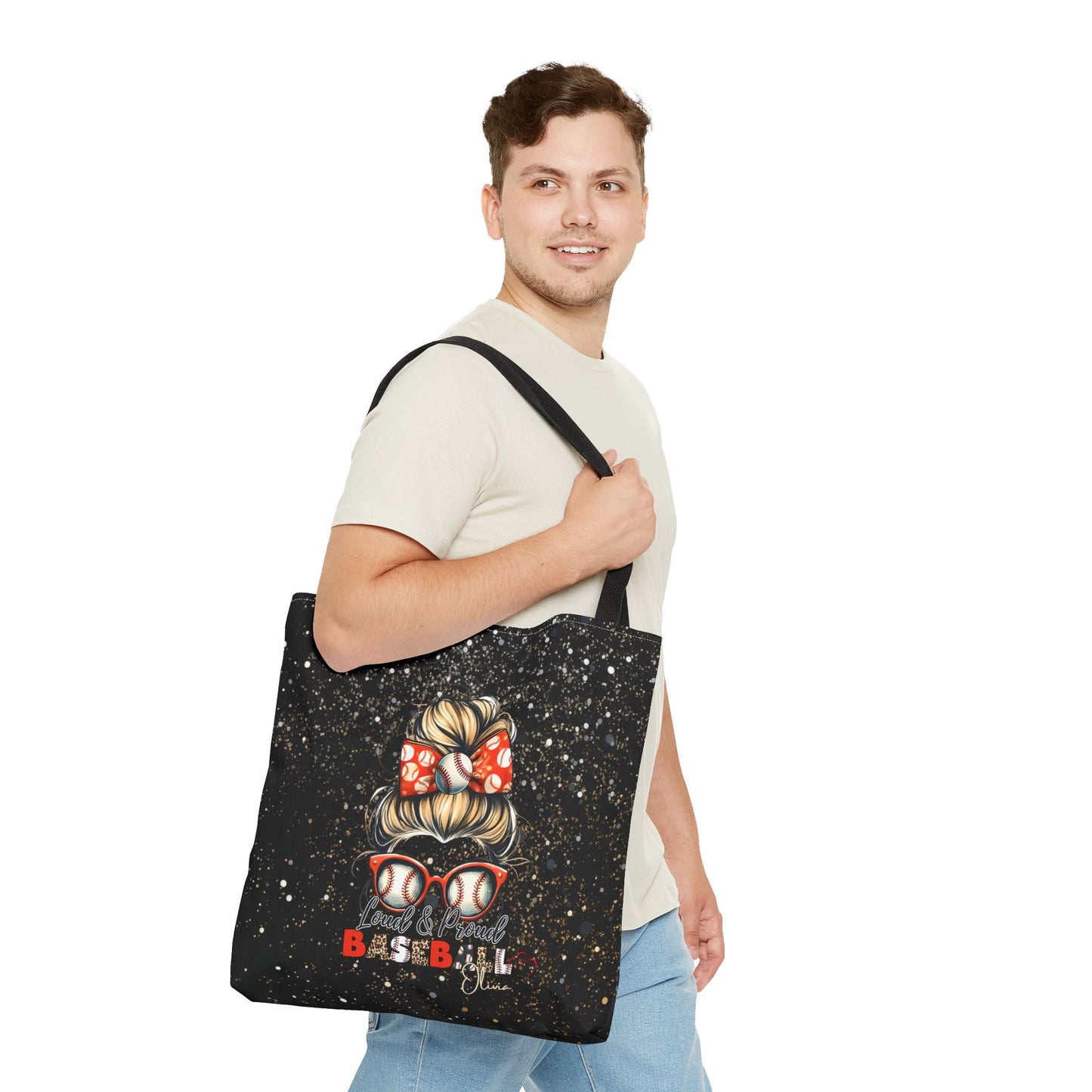 Personalized Name Baseball Mom Tote Bag