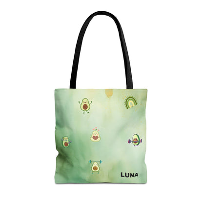 Personalized Cute Gym Avocado Fun Two Tone Tote Bag
