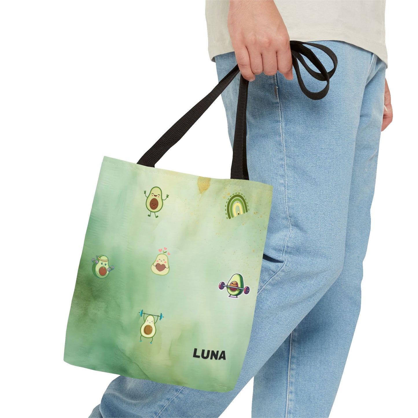 Personalized Cute Gym Avocado Fun Two Tone Tote Bag