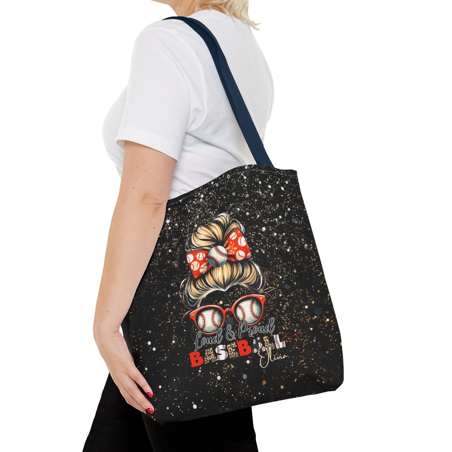 Personalized Name Baseball Mom Tote Bag