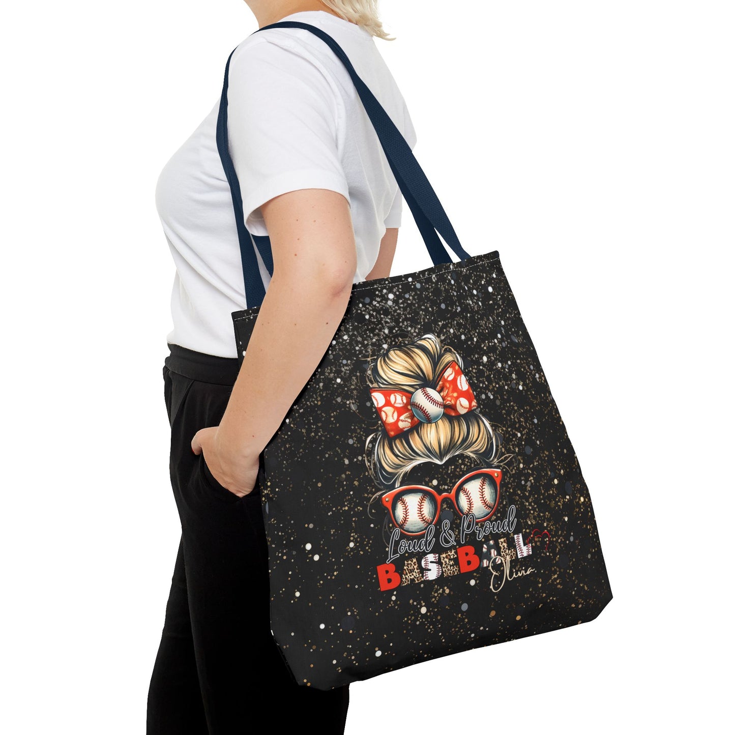Personalized Name Baseball Mom Tote Bag