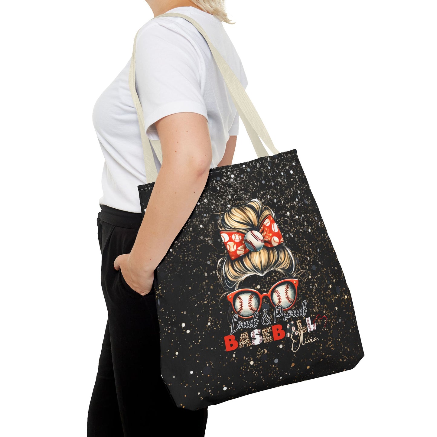 Personalized Name Baseball Mom Tote Bag
