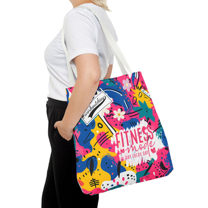 Fun Workout Day Fitness Mode All Day Everyday Tote Bag comic background