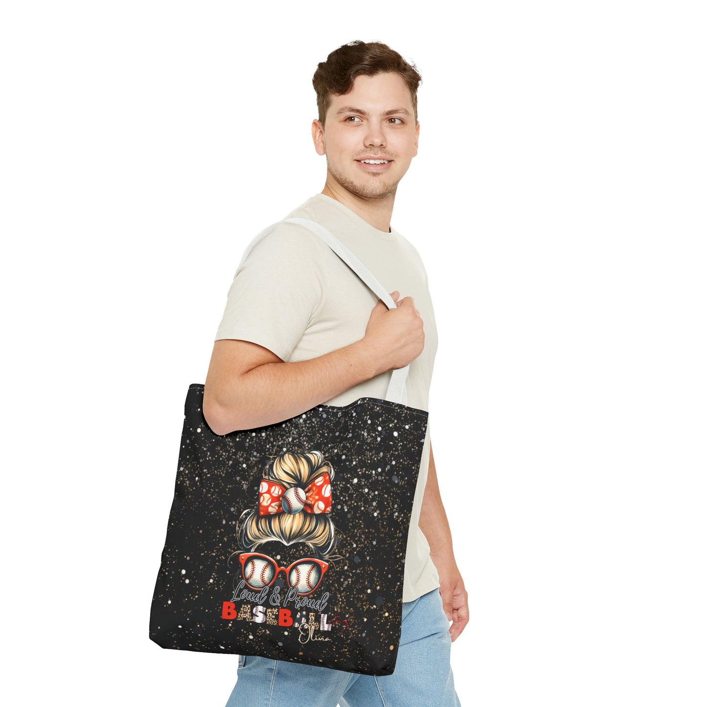 Personalized Name Baseball Mom Tote Bag