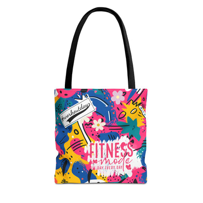 Fun Workout Day Fitness Mode All Day Everyday Tote Bag comic background