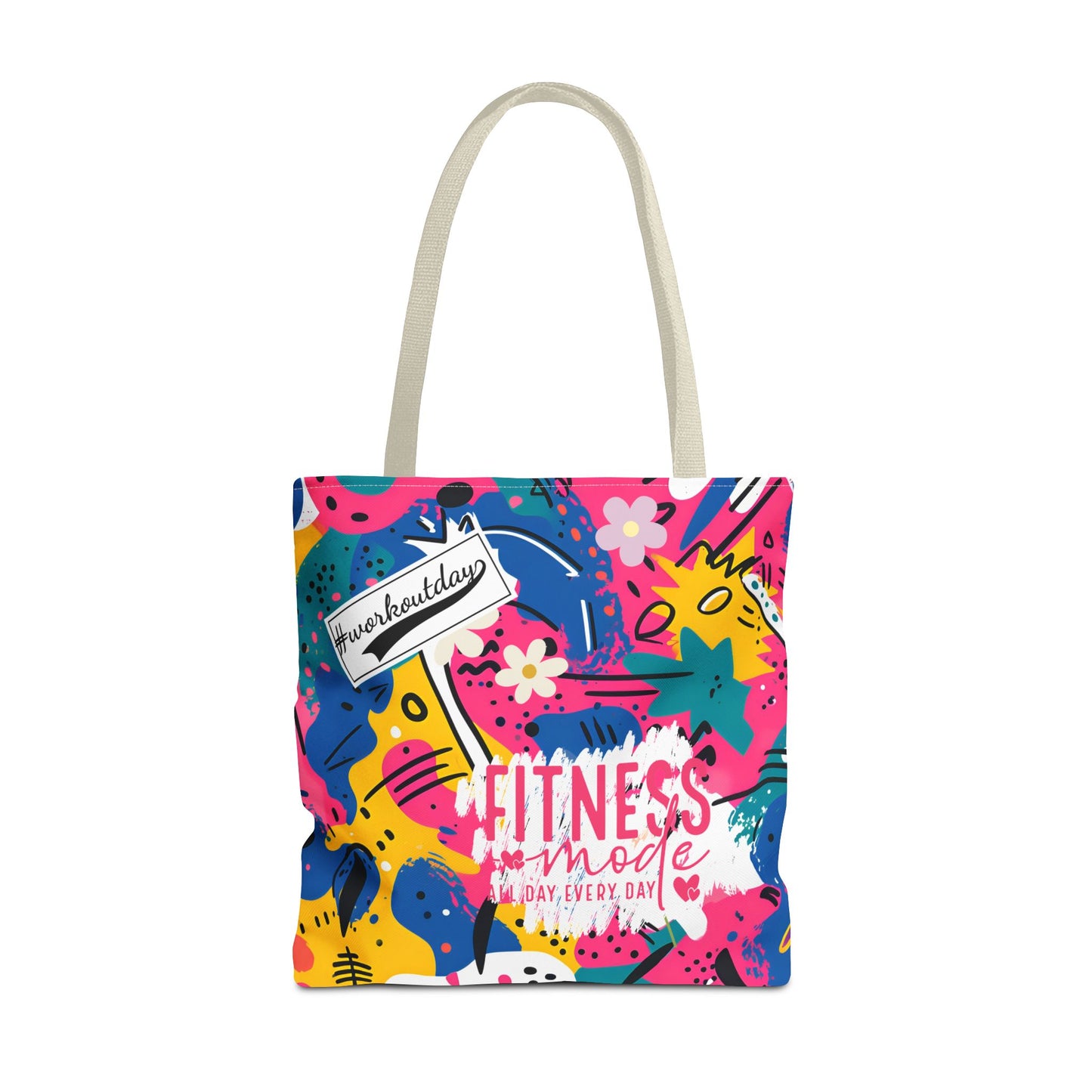 Fun Workout Day Fitness Mode All Day Everyday Tote Bag comic background