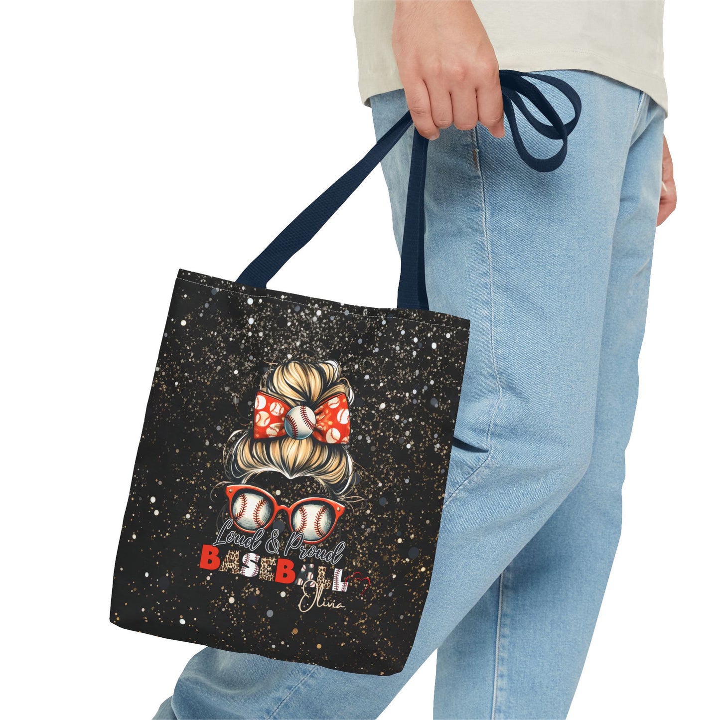 Personalized Name Baseball Mom Tote Bag