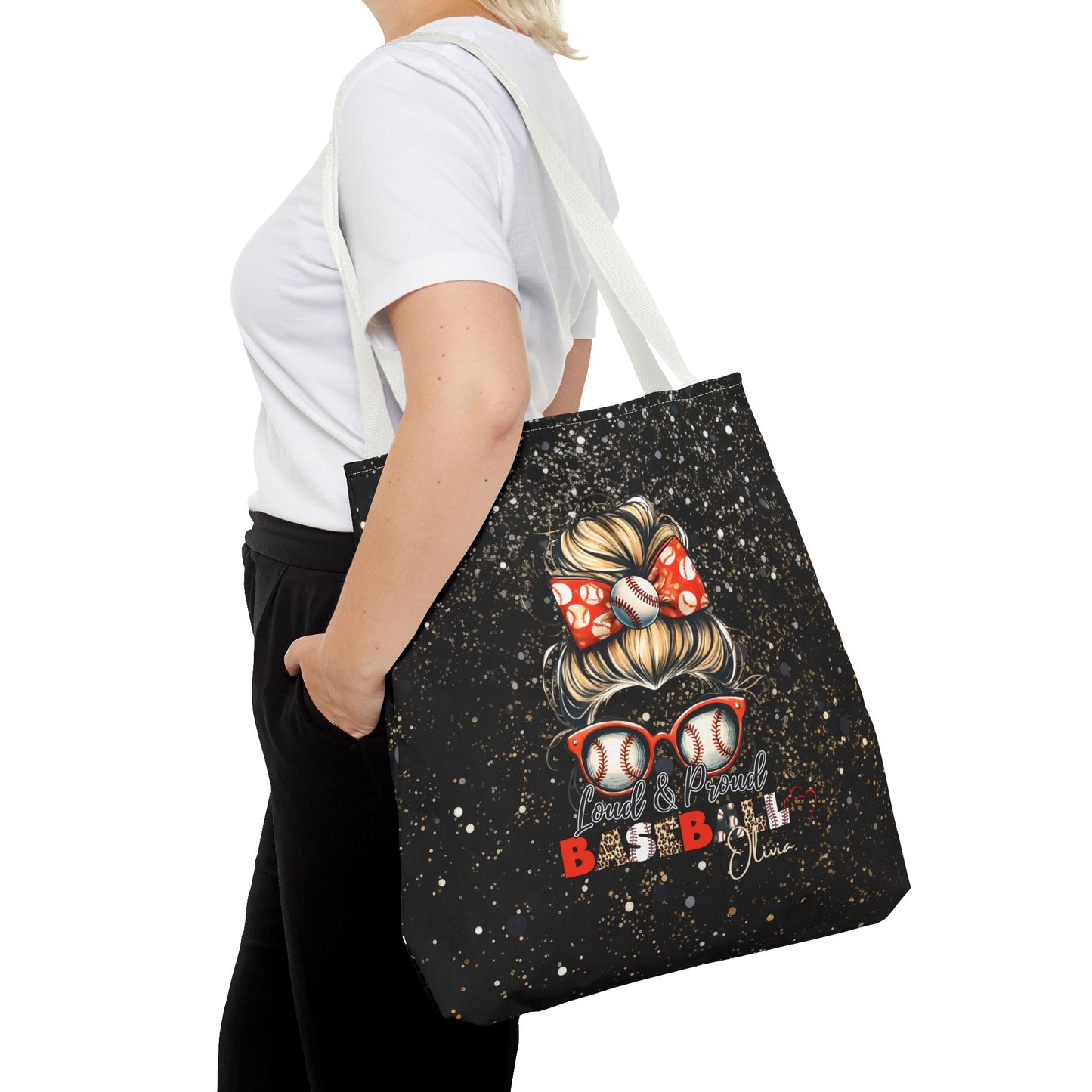 Personalized Name Baseball Mom Tote Bag