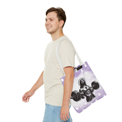 Funny Hot Jesus Christ Six Packs Abs Gym Church Tote Bag Purple Polka dots