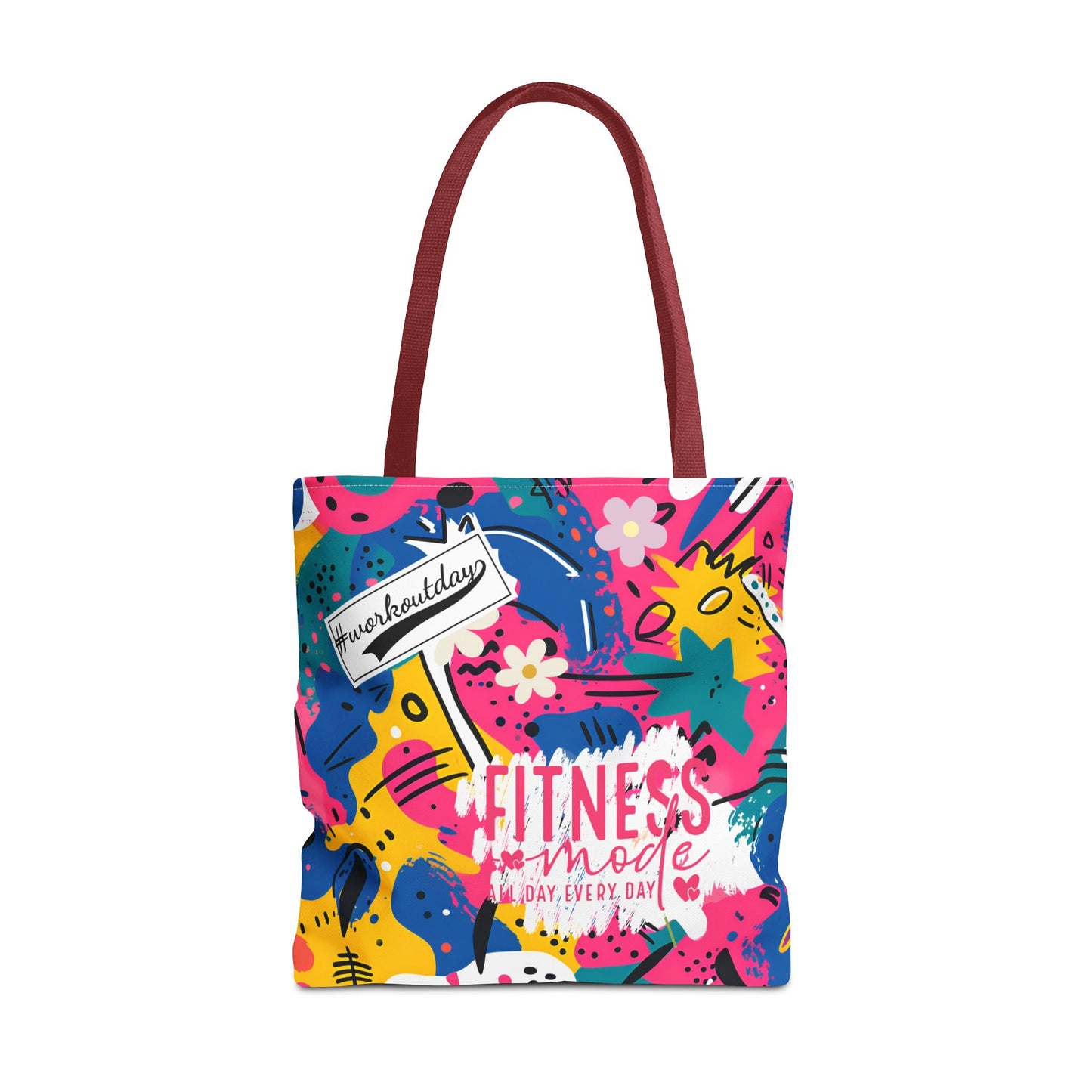 Fun Workout Day Fitness Mode All Day Everyday Tote Bag comic background