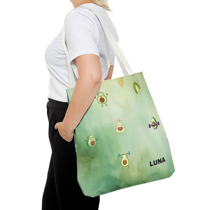 Personalized Cute Gym Avocado Fun Two Tone Tote Bag