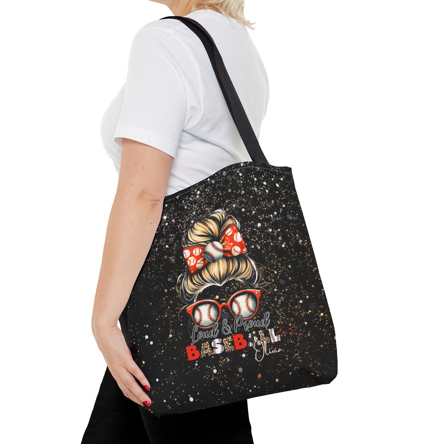 Personalized Name Baseball Mom Tote Bag