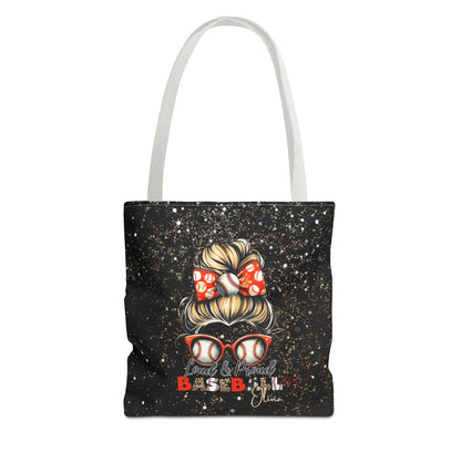Personalized Name Baseball Mom Tote Bag