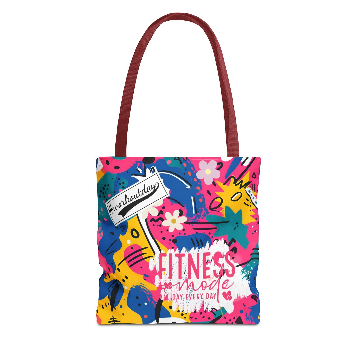 Fun Workout Day Fitness Mode All Day Everyday Tote Bag comic background