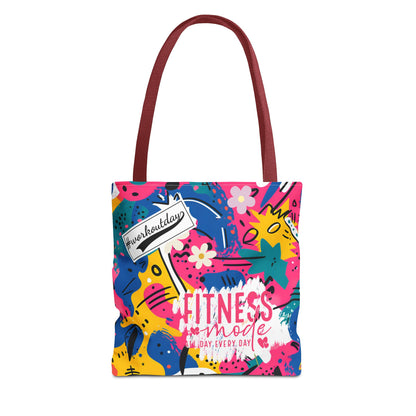 Fun Workout Day Fitness Mode All Day Everyday Tote Bag comic background