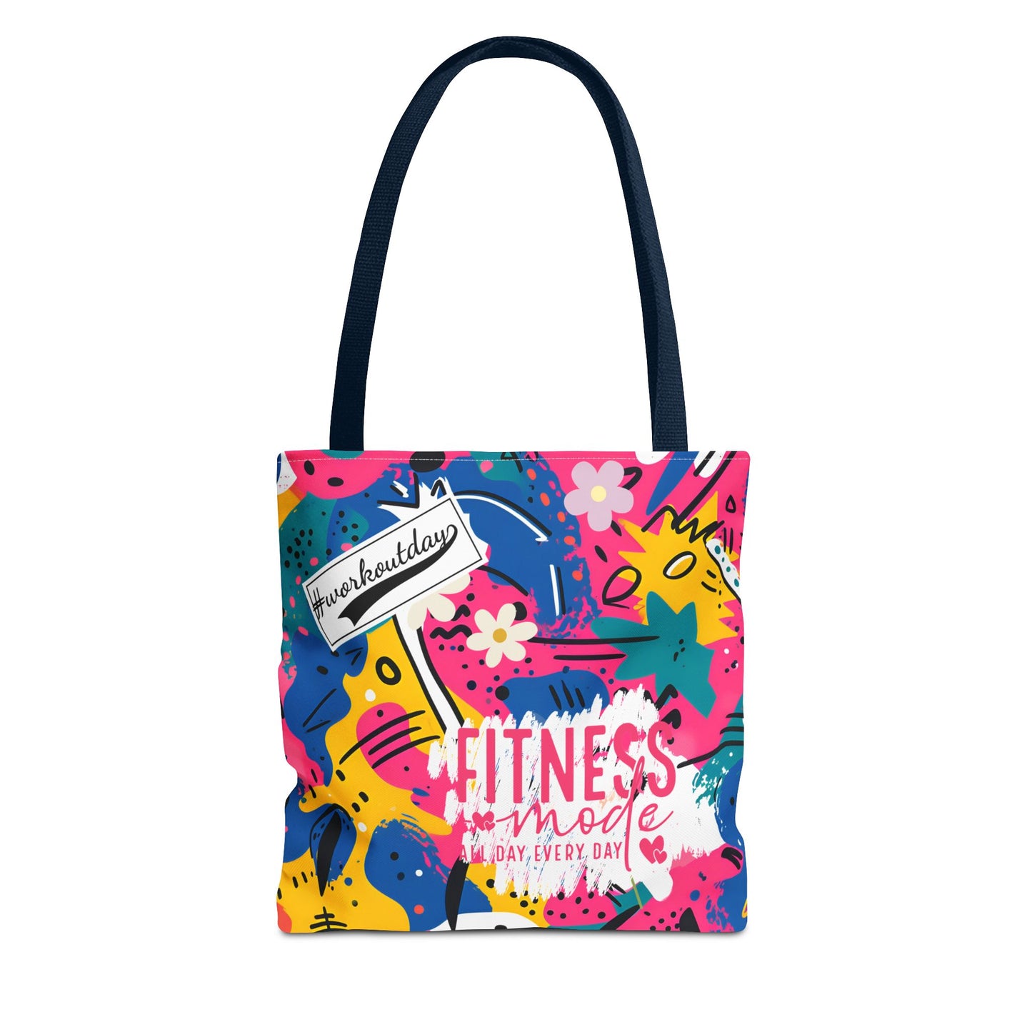 Fun Workout Day Fitness Mode All Day Everyday Tote Bag comic background