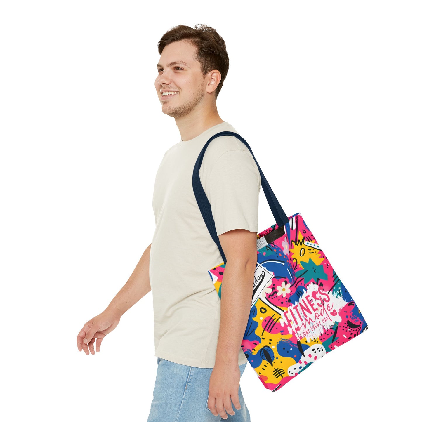 Fun Workout Day Fitness Mode All Day Everyday Tote Bag comic background