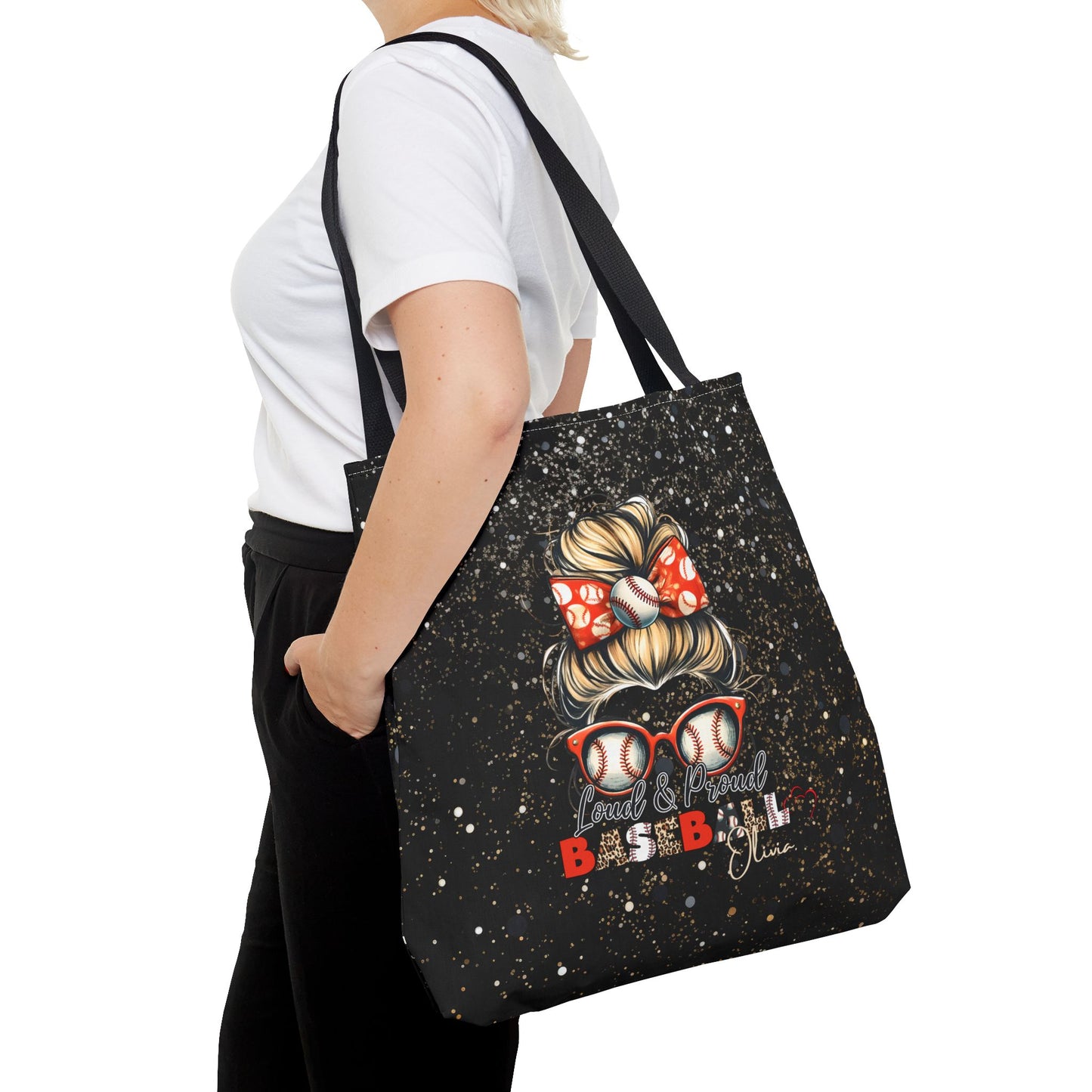 Personalized Name Baseball Mom Tote Bag