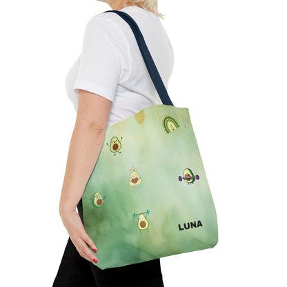 Personalized Cute Gym Avocado Fun Two Tone Tote Bag
