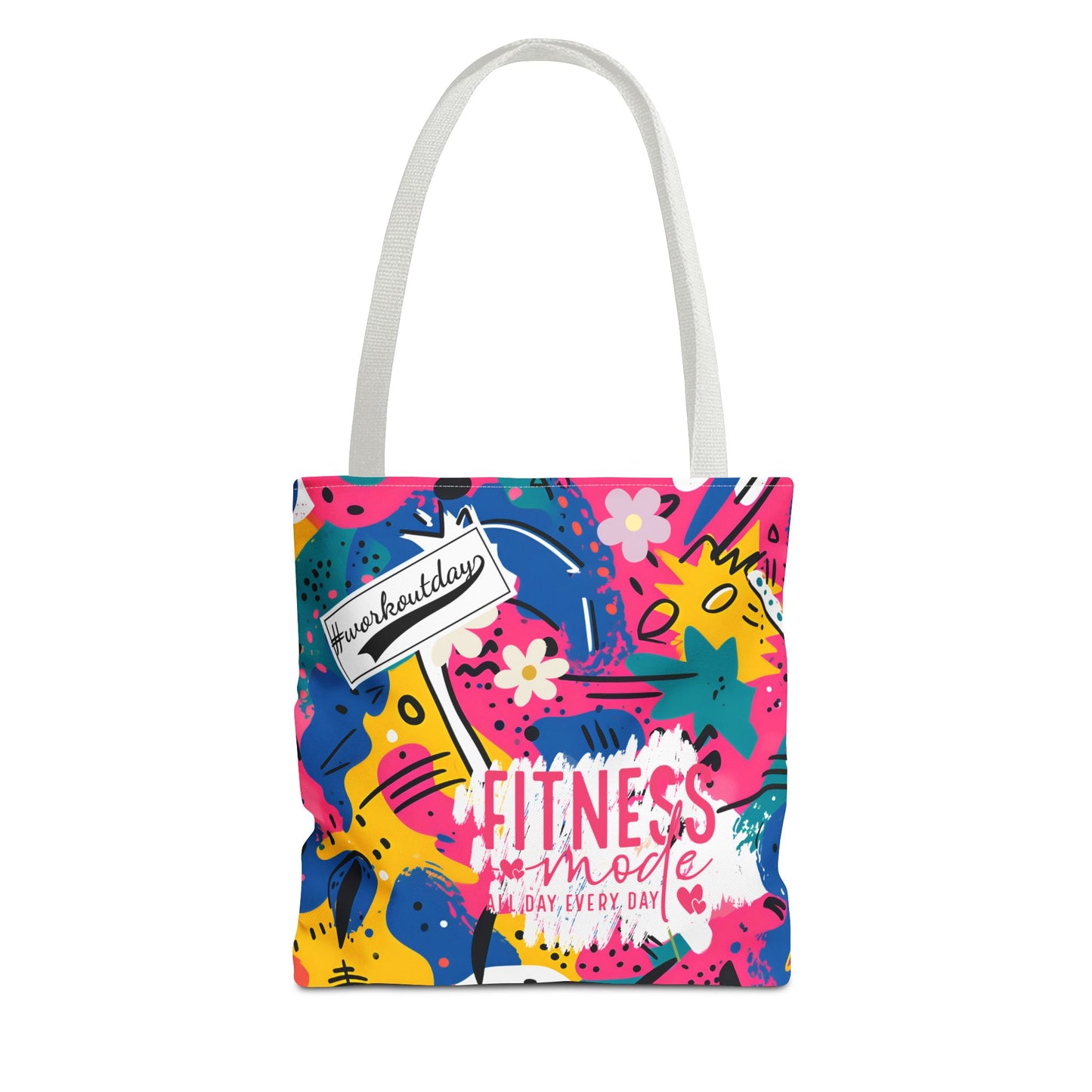 Fun Workout Day Fitness Mode All Day Everyday Tote Bag comic background