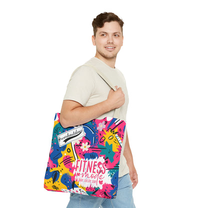 Fun Workout Day Fitness Mode All Day Everyday Tote Bag comic background
