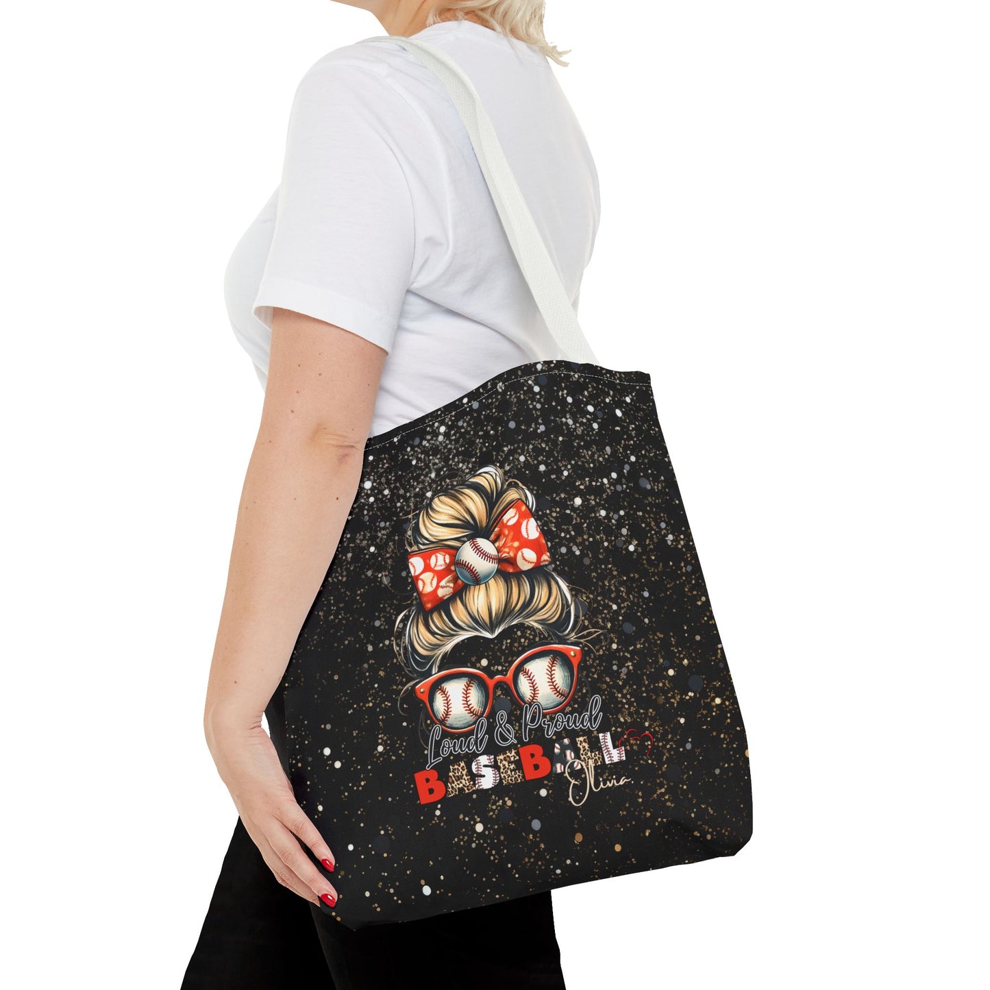 Personalized Name Baseball Mom Tote Bag
