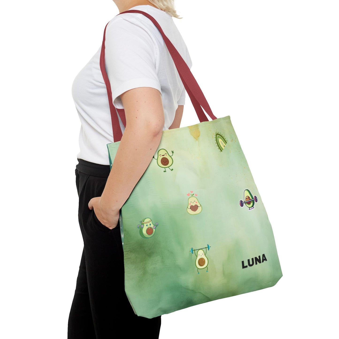 Personalized Cute Gym Avocado Fun Two Tone Tote Bag