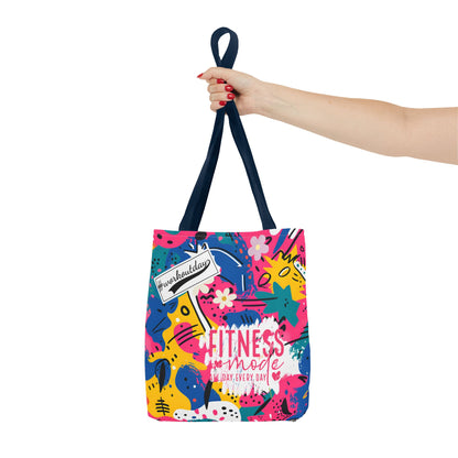 Fun Workout Day Fitness Mode All Day Everyday Tote Bag comic background