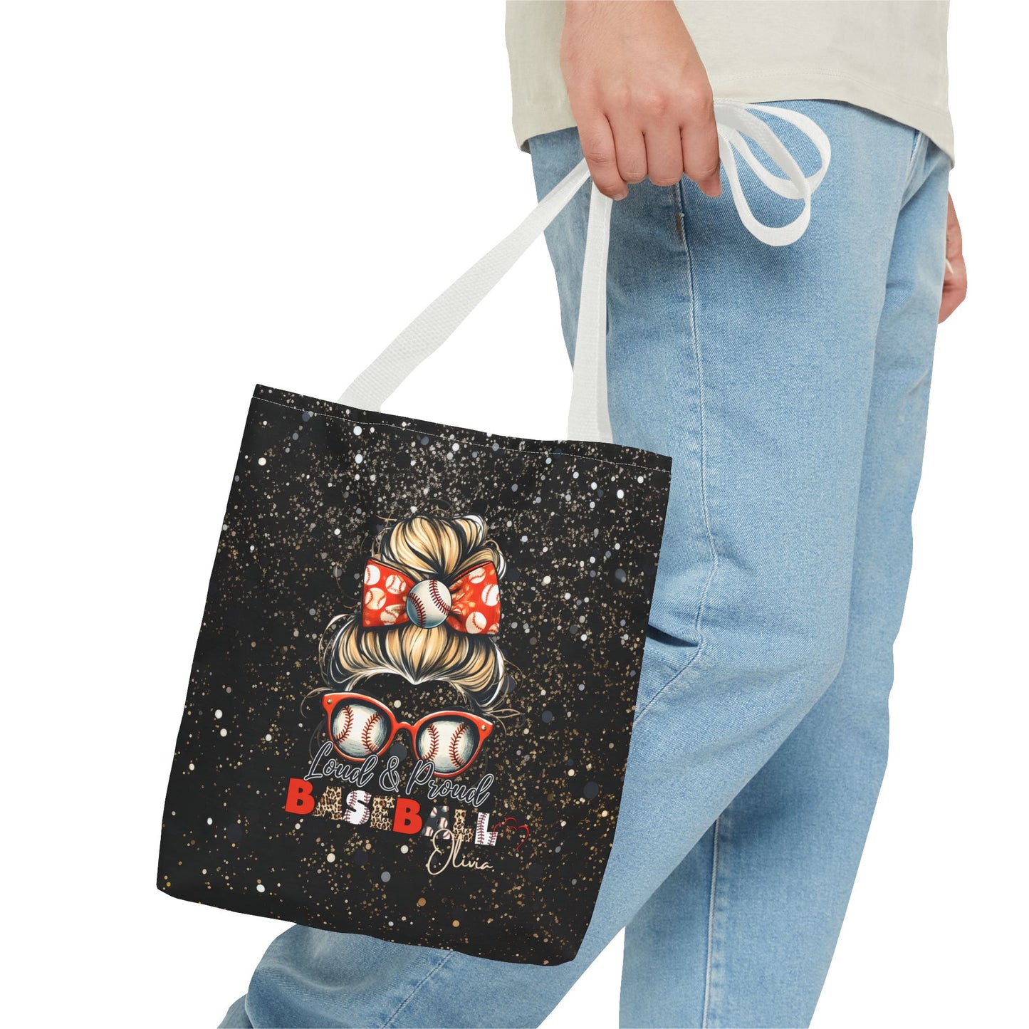Personalized Name Baseball Mom Tote Bag