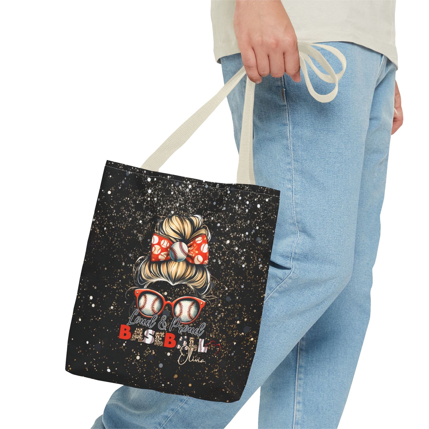 Personalized Name Baseball Mom Tote Bag